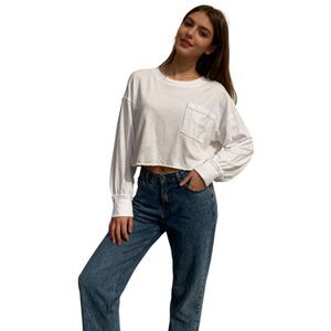 We The Free White Long Sleeve Crop T-shirt Size S